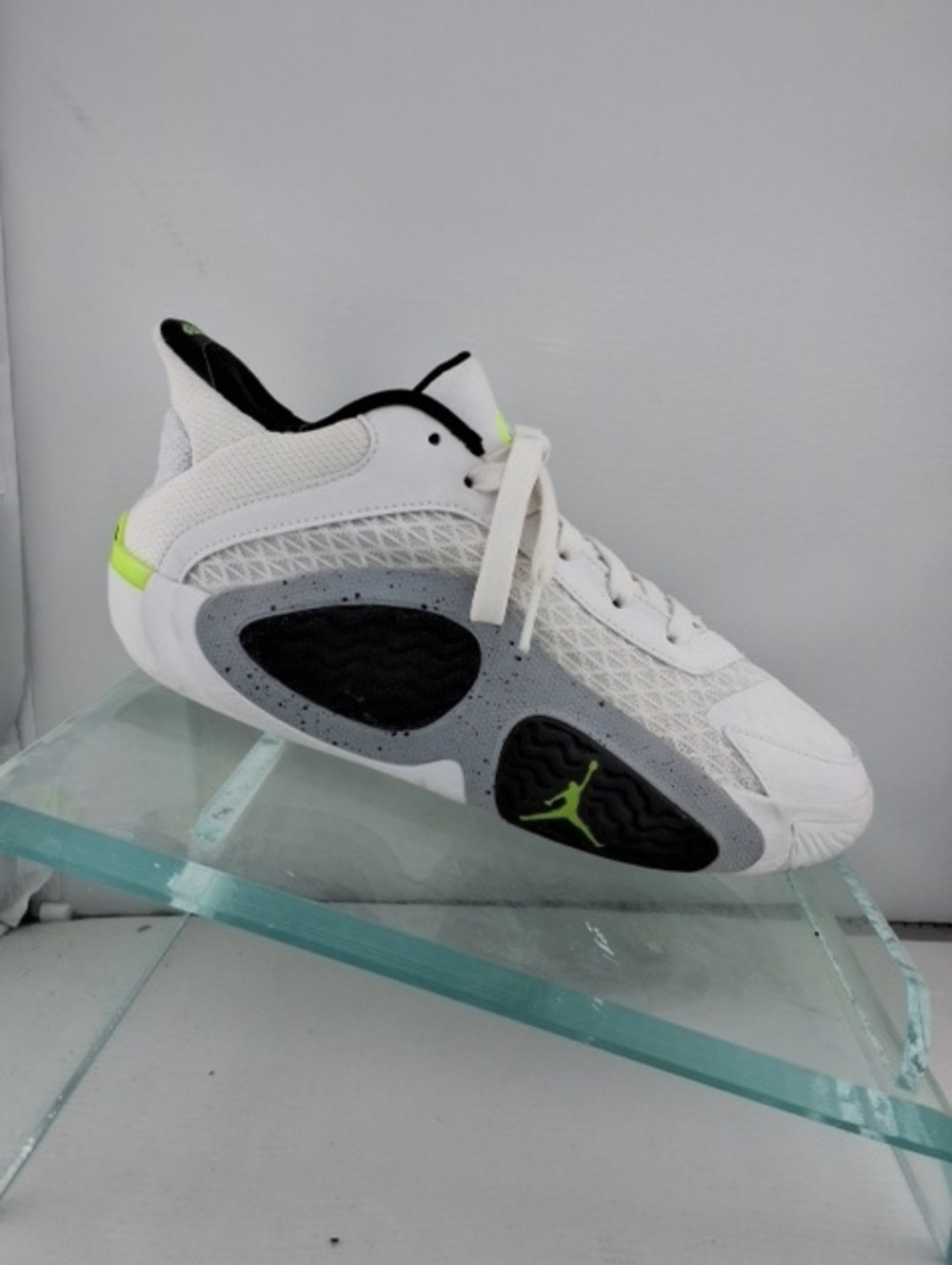 Nike Kids White Gray Black with Neon Green Accent Sneakers